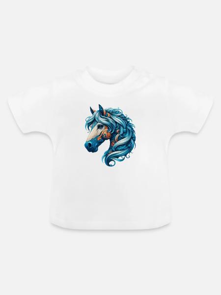 Pferd - Baby Bio-T-Shirt mit Rundhals - Weiß