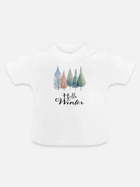 Hello Winter - Baby Bio-T-Shirt mit Rundhals - Weiß
