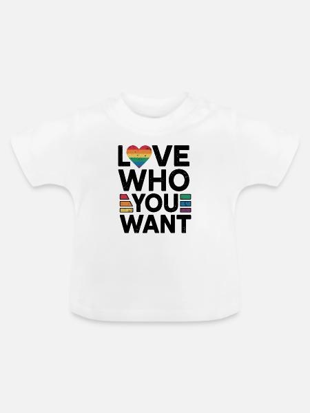 Regenbogenherz Pride Print - Baby Bio-T-Shirt mit Rundhals - Weiß