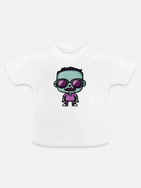 Skull Retro Sonnenbrille Design - Baby Bio-T-Shirt mit Rundhals - Weiß