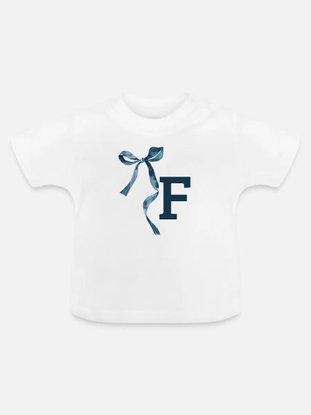 Monogramm f Geschenkidee - Baby Bio-T-Shirt mit Rundhals - Weiß
