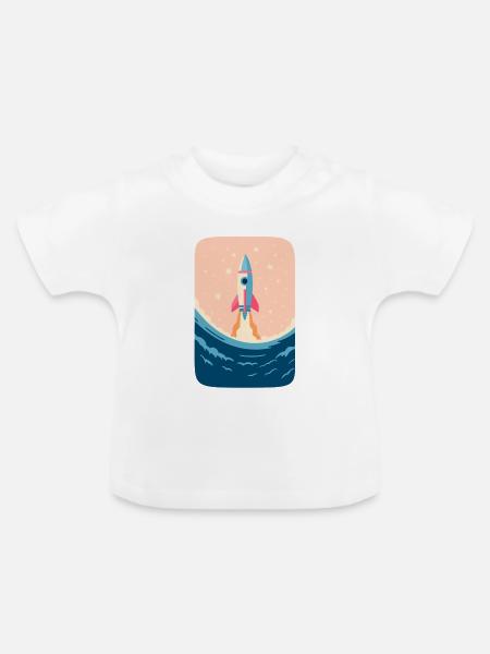 Aszendent Wasserrakete - Baby Bio-T-Shirt mit Rundhals - Weiß
