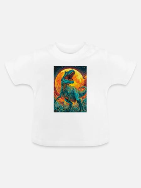 T Rex Inferno-Gebrüll - Baby Bio-T-Shirt mit Rundhals - Weiß