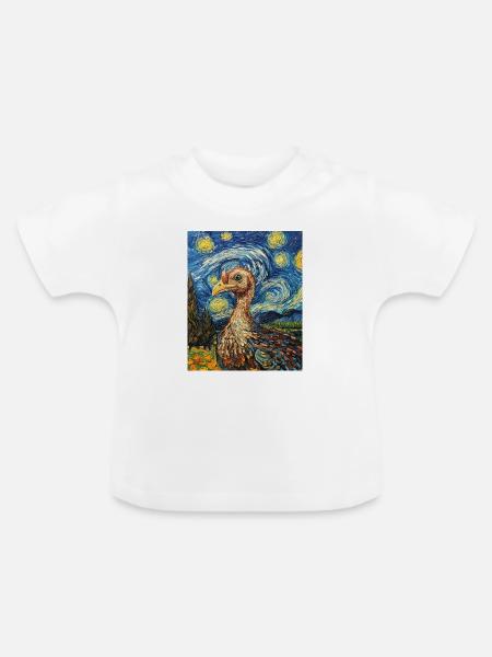 Truthahn Vogel Van Gogh Style - Baby Bio-T-Shirt mit Rundhals - Weiß
