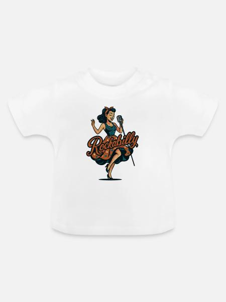 Rockabilly Kohlemikrofon Singen 50er Geschenk - Baby Bio-T-Shirt mit Rundhals - Weiß