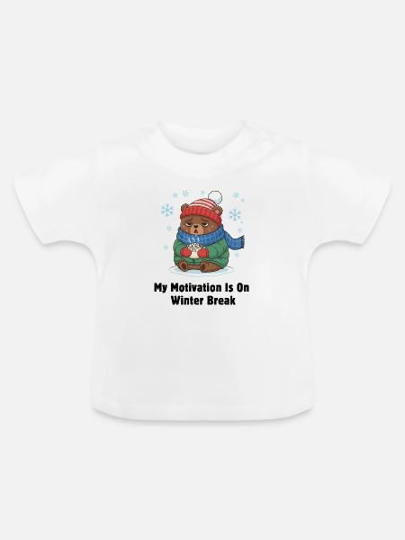Winter Break Motivation Bär - Baby Bio-T-Shirt mit Rundhals - Weiß