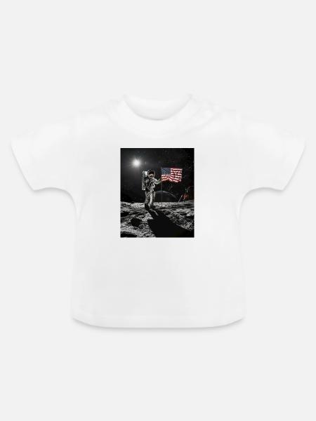 Astronaut auf Mond - Baby Bio-T-Shirt mit Rundhals - Weiß
