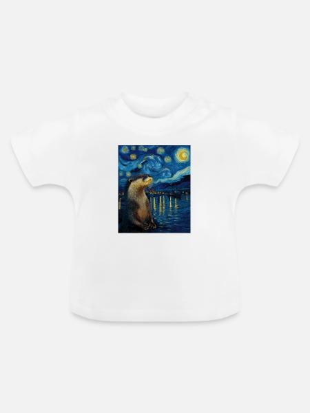 Otter Van Gogh - Baby Bio-T-Shirt mit Rundhals - Weiß