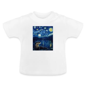 Loutre Van Gogh - T-shirt bio col rond Bébé - blanc - Devant