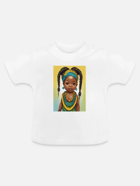 Afrikanisches Mädchen - Baby Bio-T-Shirt mit Rundhals - Weiß