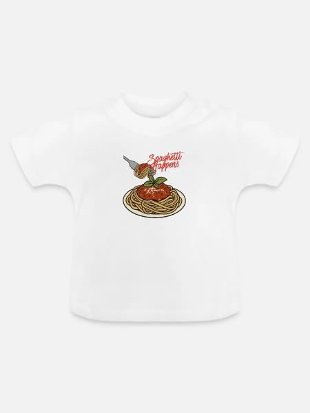 Spaghetti happens - Baby Bio-T-Shirt mit Rundhals - Weiß