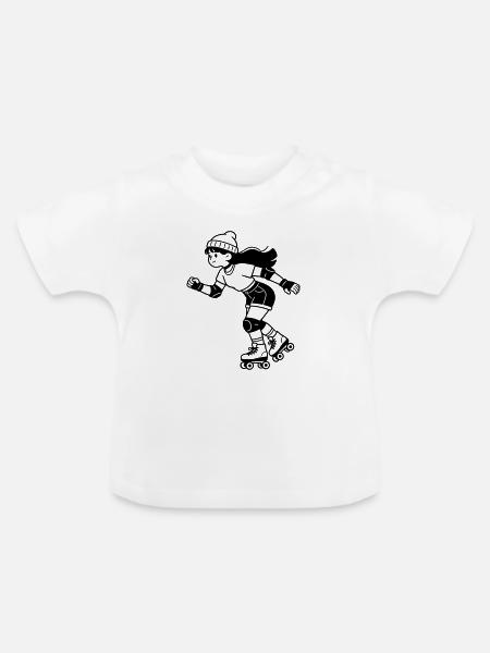 Rollschuhe - Baby Bio-T-Shirt mit Rundhals - Weiß