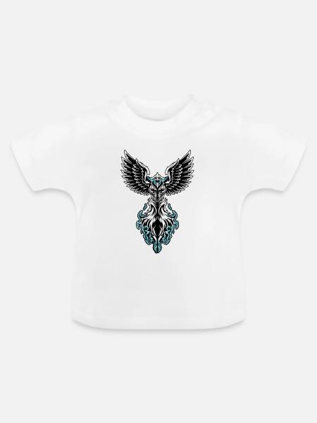 Eis-Phönix-Vogel Flammen Blau und Weiß - Baby Bio-T-Shirt mit Rundhals - Weiß