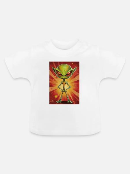 Kleiner Alien im Explosionslicht - Baby Bio-T-Shirt mit Rundhals - Weiß