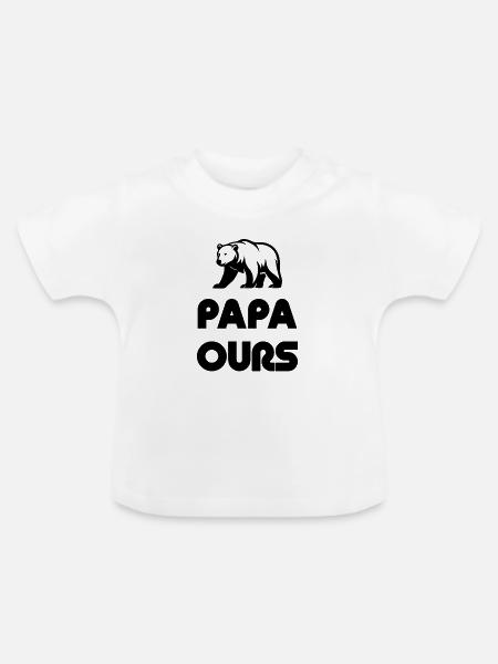 Papa Ours  - Baby Bio-T-Shirt mit Rundhals - Weiß
