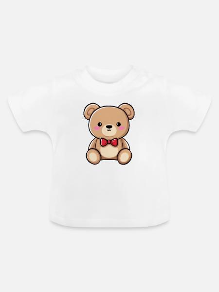 Teddybär, süßes Plüschkind, Teddybär - Baby Bio-T-Shirt mit Rundhals - Weiß