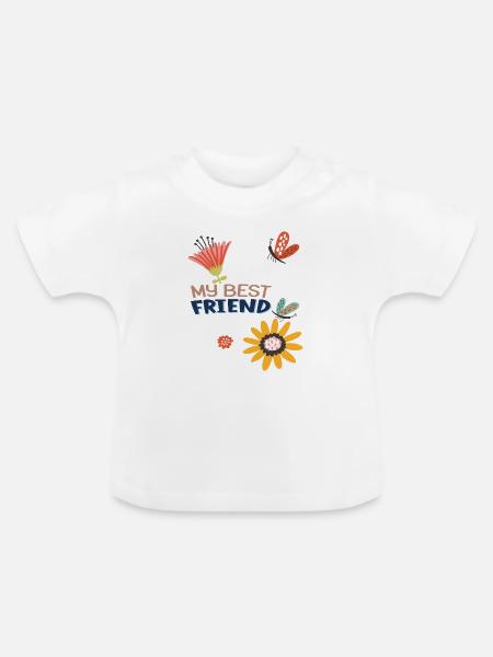 Beste Freunde - Baby Bio-T-Shirt mit Rundhals - Weiß