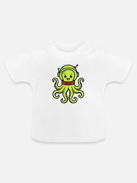 Niedlicher Alien - Baby Bio-T-Shirt mit Rundhals - Weiß