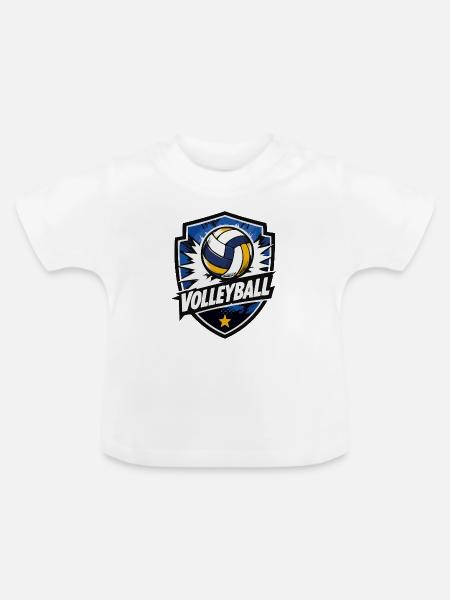 Volleyball Shield Dynamik - Baby Bio-T-Shirt mit Rundhals - Weiß