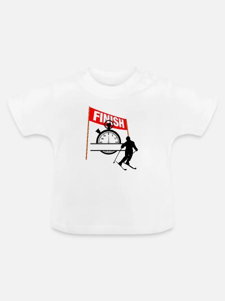 Ski-Zielzeit - Baby Bio-T-Shirt mit Rundhals - Weiß