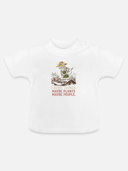 Katzengärtner: Gräbt Pflanzt Lacht - Baby Bio-T-Shirt mit Rundhals - Weiß
