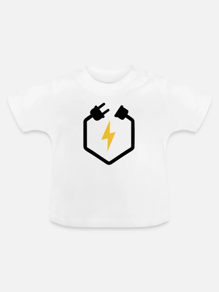 Elektriker Stecker Energie Blitz Logo - Baby Bio-T-Shirt mit Rundhals - Weiß