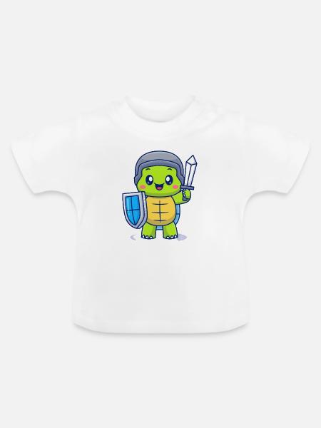 Tapferer Schildkrötenritter - Baby Bio-T-Shirt mit Rundhals - Weiß