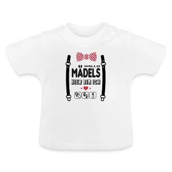 Hallo Maedels Hier bin ich Baby Säugling - Baby Bio-T-Shirt mit Rundhals - Weiß - Vorne