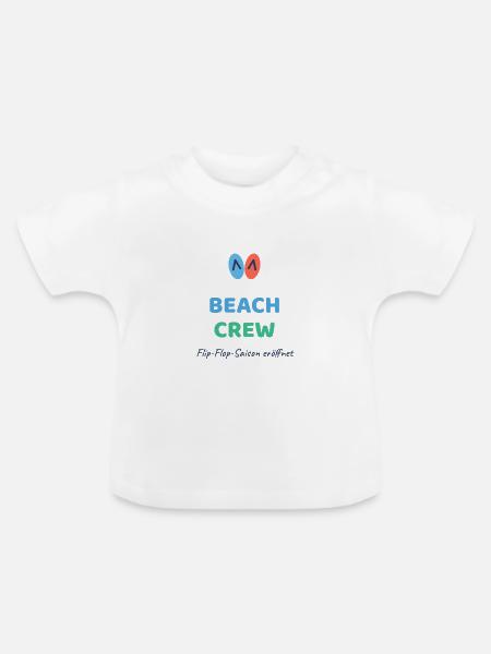 Beach Crew mit Flip-Flops - Baby Bio-T-Shirt mit Rundhals - Weiß