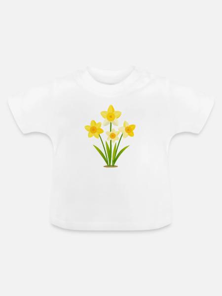 Narzissen - Baby Bio-T-Shirt mit Rundhals - Weiß