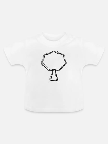 Baum handgezeichnet - Baby Bio-T-Shirt mit Rundhals - Weiß
