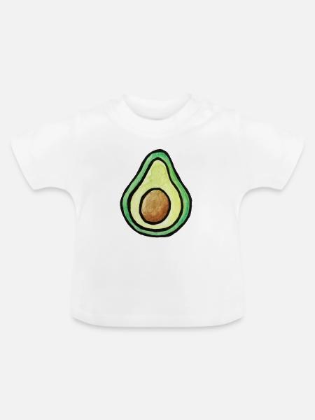 Aquarell Avocado-Scheibe - Baby Bio-T-Shirt mit Rundhals - Weiß