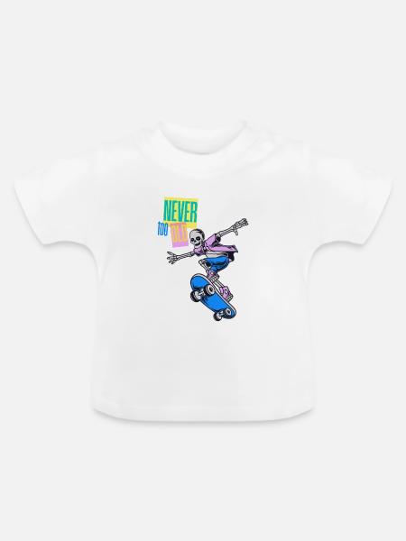 Oldschool Skater – Never too old - Baby Bio-T-Shirt mit Rundhals - Weiß
