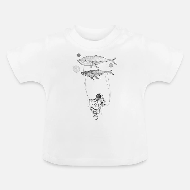 Astronaute Baleines - T-shirt bio col rond Bébé - blanc