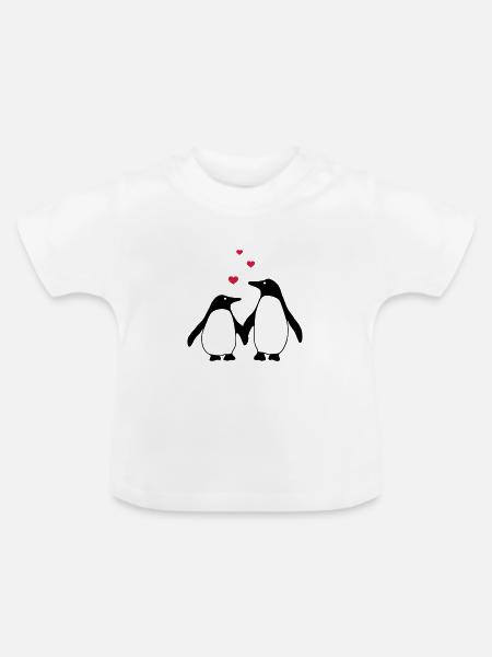 verliebte Pinguine - Baby Bio-T-Shirt mit Rundhals - Weiß