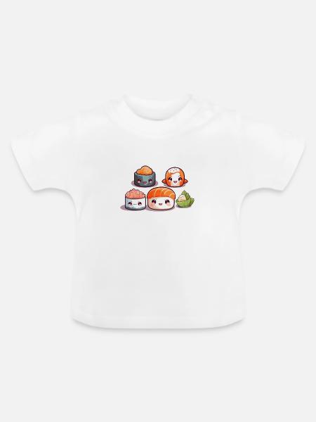 Sushi Menü - Baby Bio-T-Shirt mit Rundhals - Weiß
