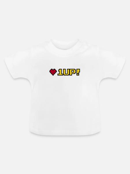 8-Bit 1UP - Baby Bio-T-Shirt mit Rundhals - Weiß