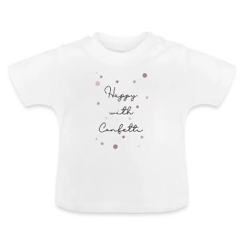 Heureux avec des confettis, cadeaux, confettis, carnaval, - T-shirt bio col rond Bébé - blanc - Devant
