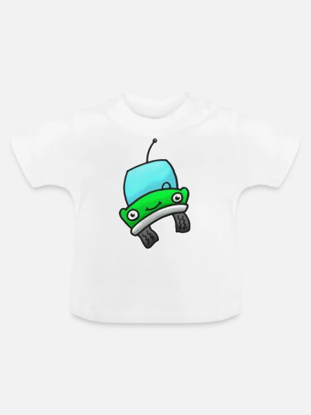 Auto grün - Baby Bio-T-Shirt mit Rundhals - Weiß