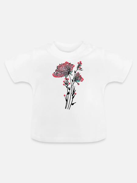 Blumen - Baby Bio-T-Shirt mit Rundhals - Weiß