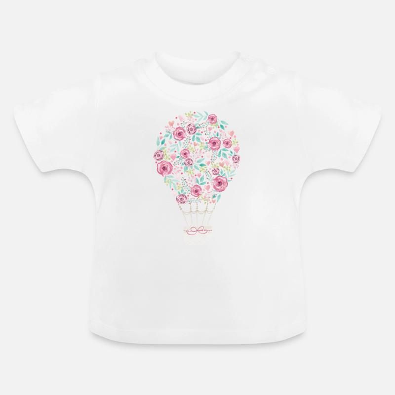 Fleurs Ballon - T-shirt bio col rond Bébé - blanc