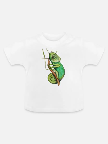 grünes Chamäleon - Baby Bio-T-Shirt mit Rundhals - Weiß