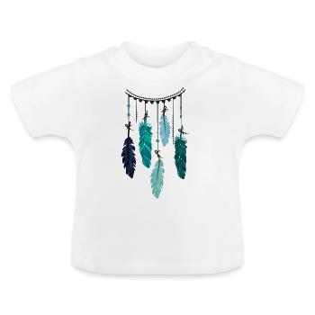 Boho Federn - Baby Bio-T-Shirt mit Rundhals - Weiß - Vorne