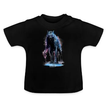 Scary wolf - Baby Organic T-Shirt with Round Neck - black - Front