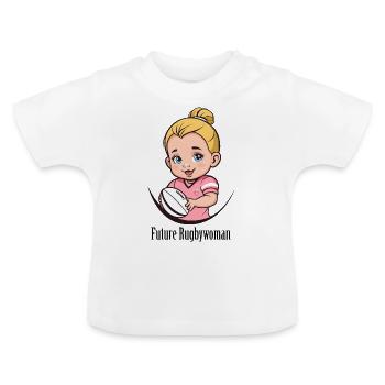 Future Rugby Woman (Blonde) - Baby Organic T-Shirt with Round Neck - white - Front