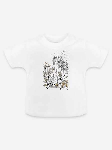 Blumen - Baby Bio-T-Shirt mit Rundhals - Weiß