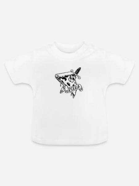 PIZZA !!! - Baby Bio-T-Shirt mit Rundhals - Weiß