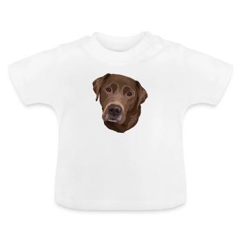 Tête brune du Labrador - T-shirt bio col rond Bébé - blanc - Devant
