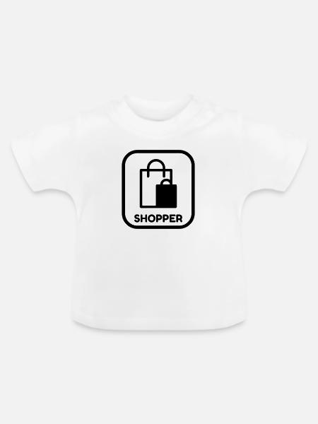 Shopping / Einkaufen / Käuferin / Shopper - Baby Bio-T-Shirt mit Rundhals - Weiß