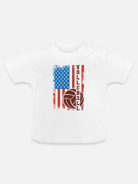 Patriotischer Volleyballspieler - Baby Bio-T-Shirt mit Rundhals - Weiß